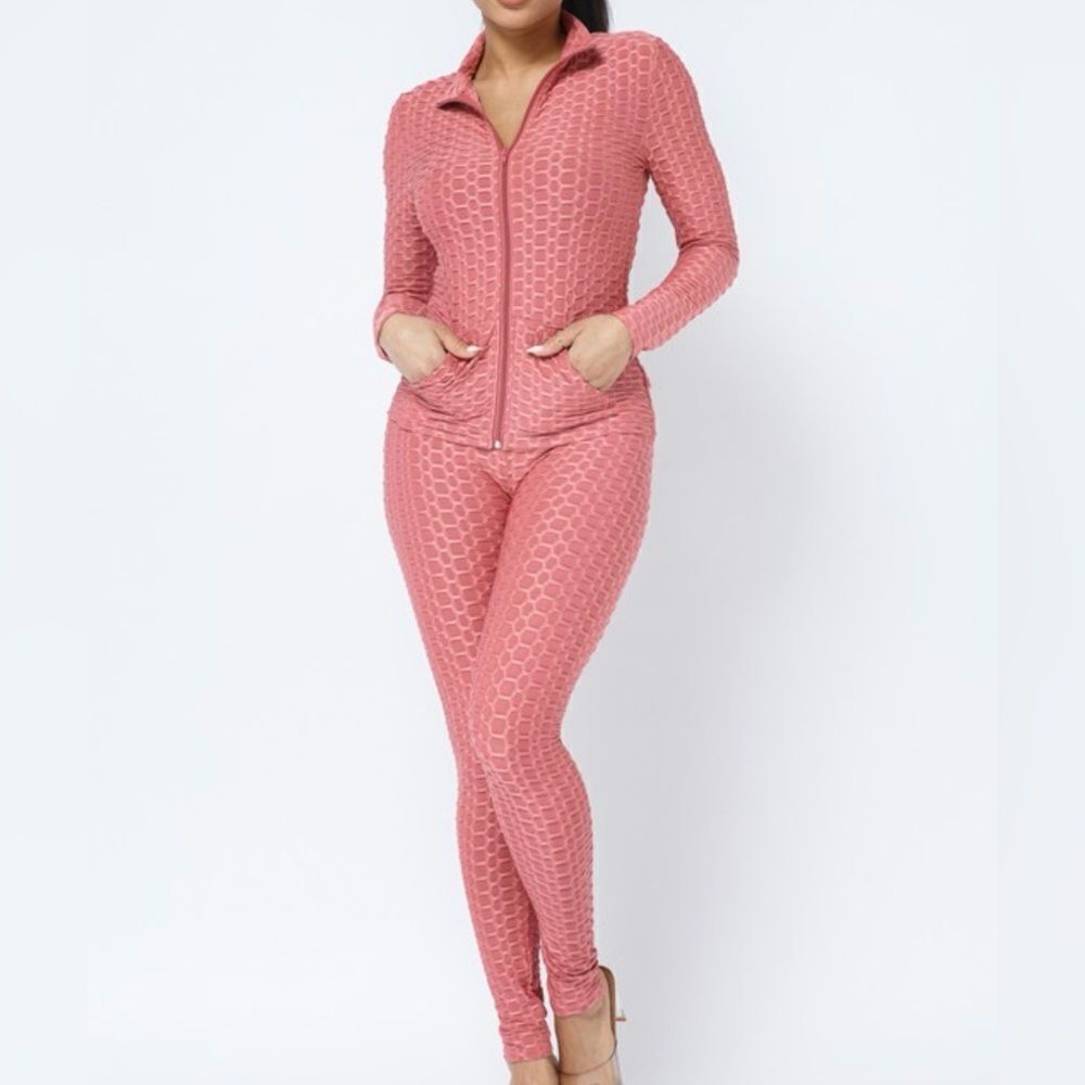Mauve honeycomb two piece active set